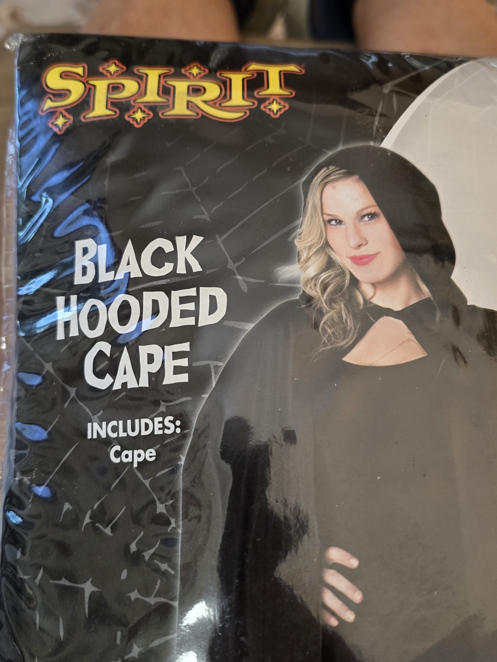 SPIRIT Black Hooded Cape Adult Size Unisex Cloak Haloween Costume Cosplay NIB - Picture 2 of 5